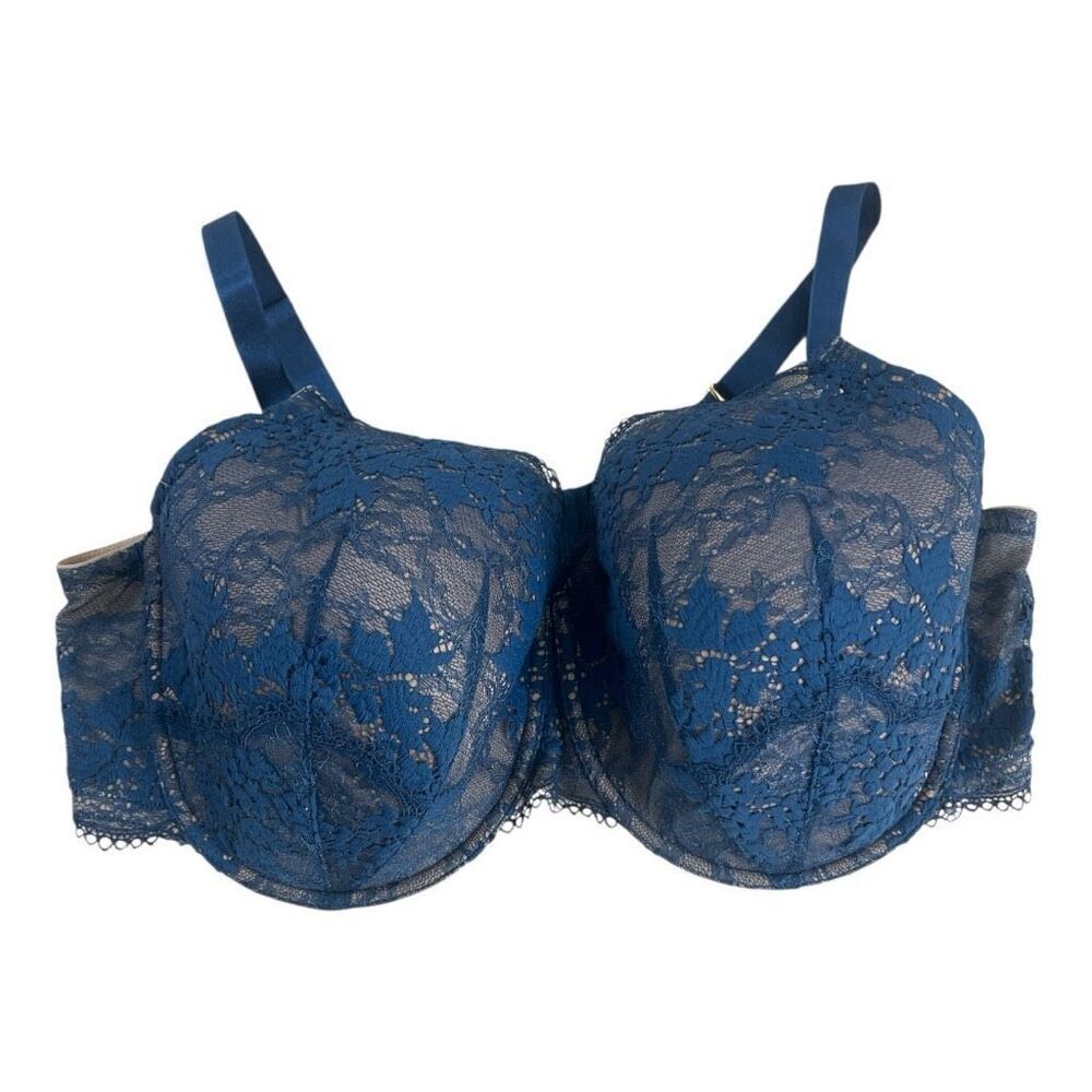 Third Love Turquoise Floral Lace Underwired Bra Size 42F Lightly Lined Lingerie